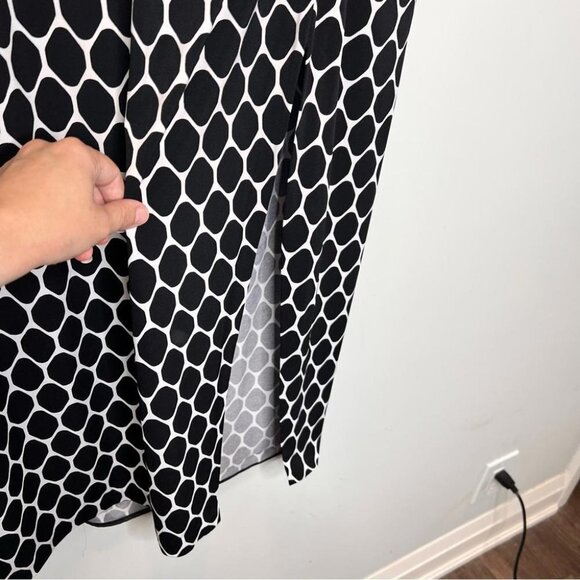 Lane Bryant Womens Size 14/16 Black White Stretch Maxi Skirt Front Slit Pull On - Picture 4 of 7